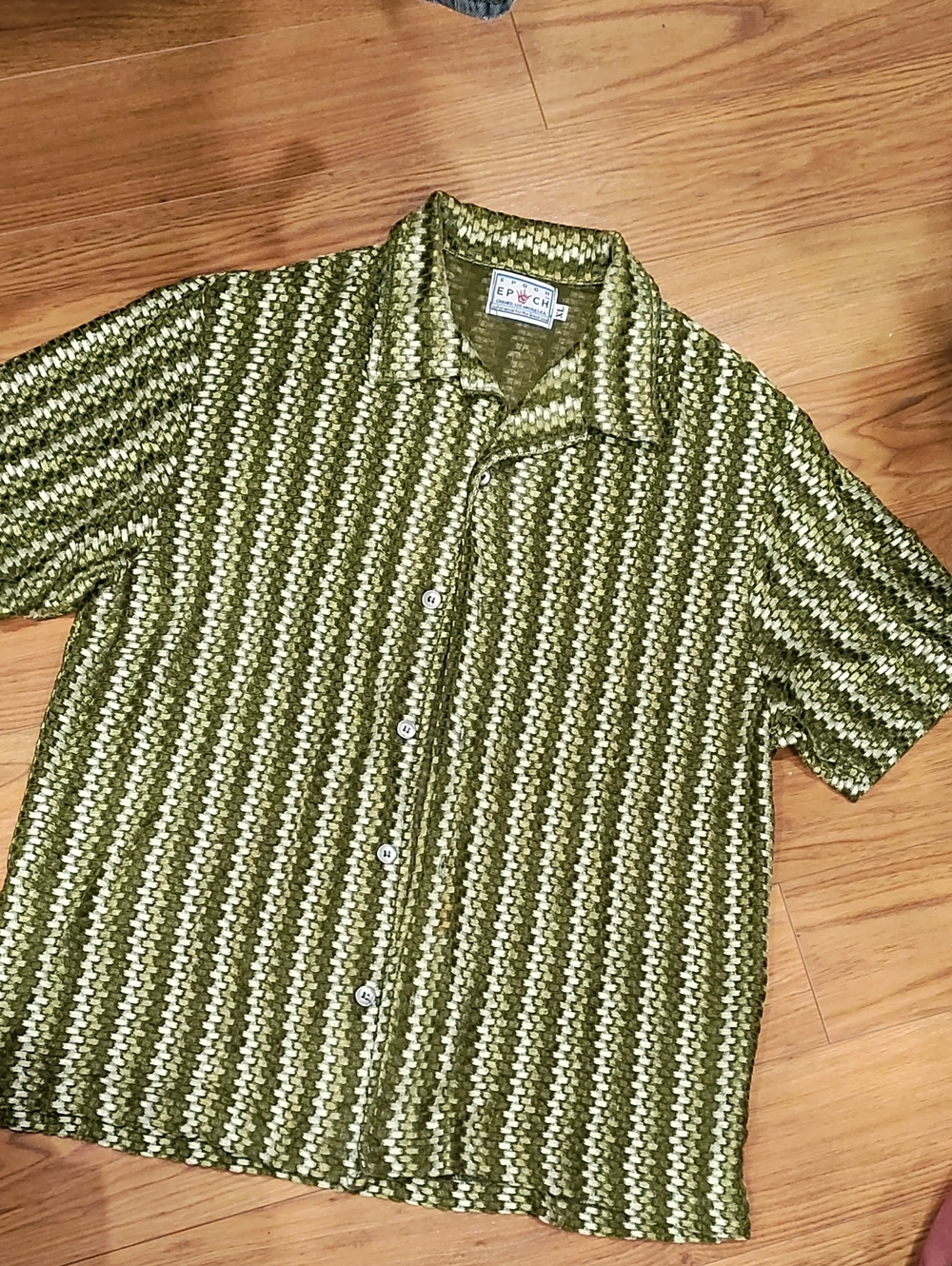 Epoch Olive Stripe Short-Sleeve Button-Down Shirt